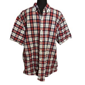 Rye Regular Fit Red and Blue Plaid Short Sleeve Button Down Shirt Men's XL